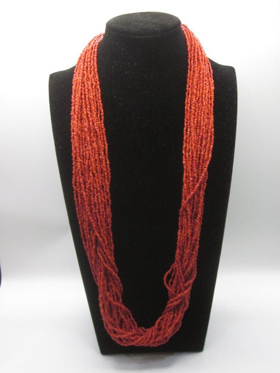 Jewelry - Rusty Red Seed Bead Necklace Long